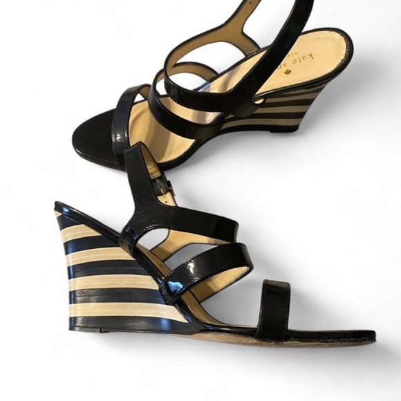 Kate Spade‎ Glossy Black Wedge Sandals - Picture 6 of 8